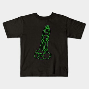 Queen of Farts Green Linework Drawing Kids T-Shirt